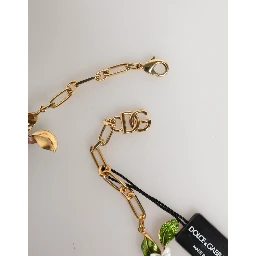 Gold Brass Logo Detail Floral Fashion Jewelry Necklace