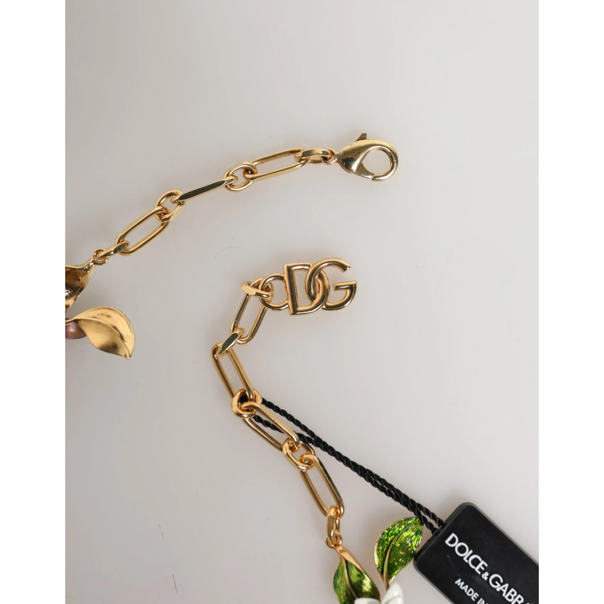 Gold Brass Logo Detail Floral Fashion Jewelry Necklace