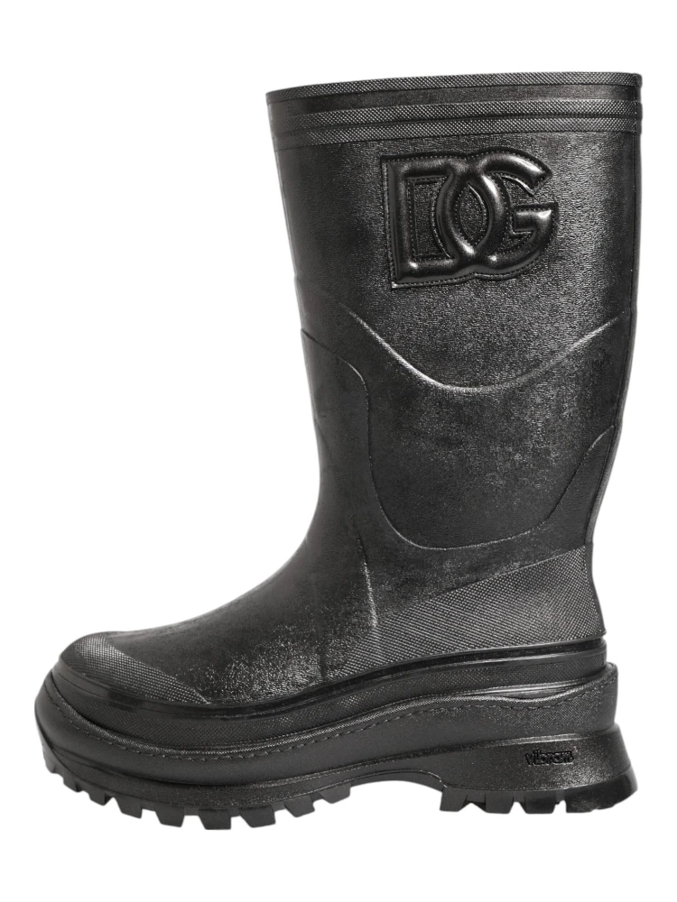 Metallic Black Pull On Rain Boots Men Shoes alternative