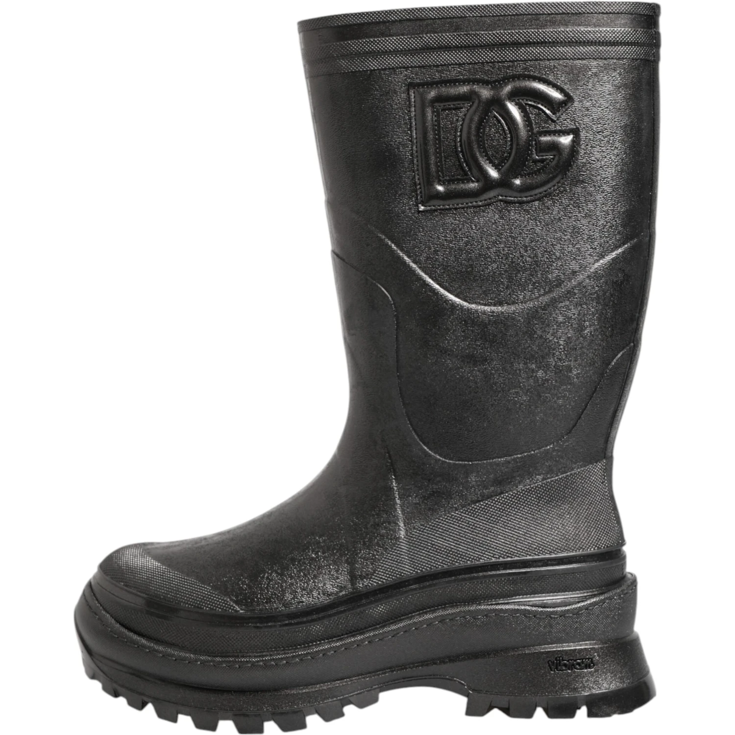 Metallic Black Pull On Rain Boots Men Shoes