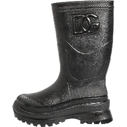 Metallic Black Pull On Rain Boots Men Shoes