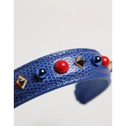 Blue Embellished Leather Bag Handle Women Shoulder Strap