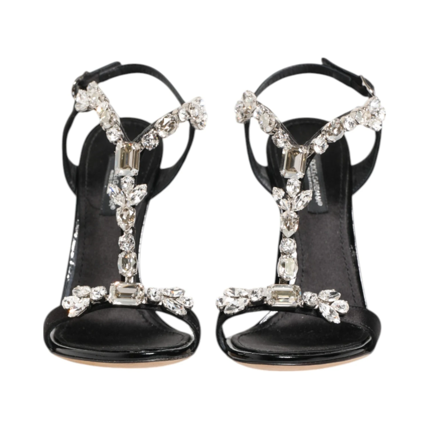 Black Keira Crystals Heels Sandals Shoes
