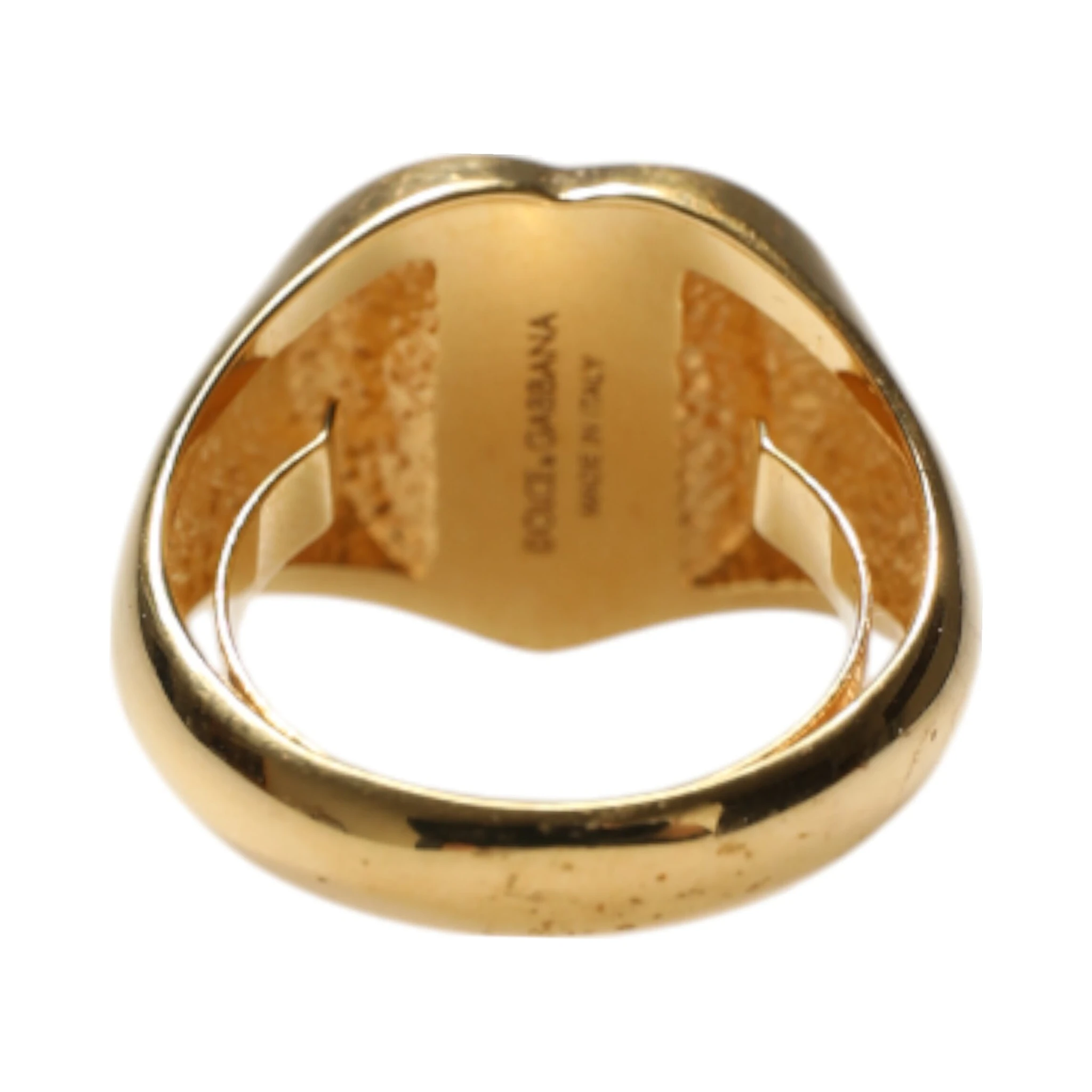 Gold Brass Crystal DG Logo Heart Women Ring