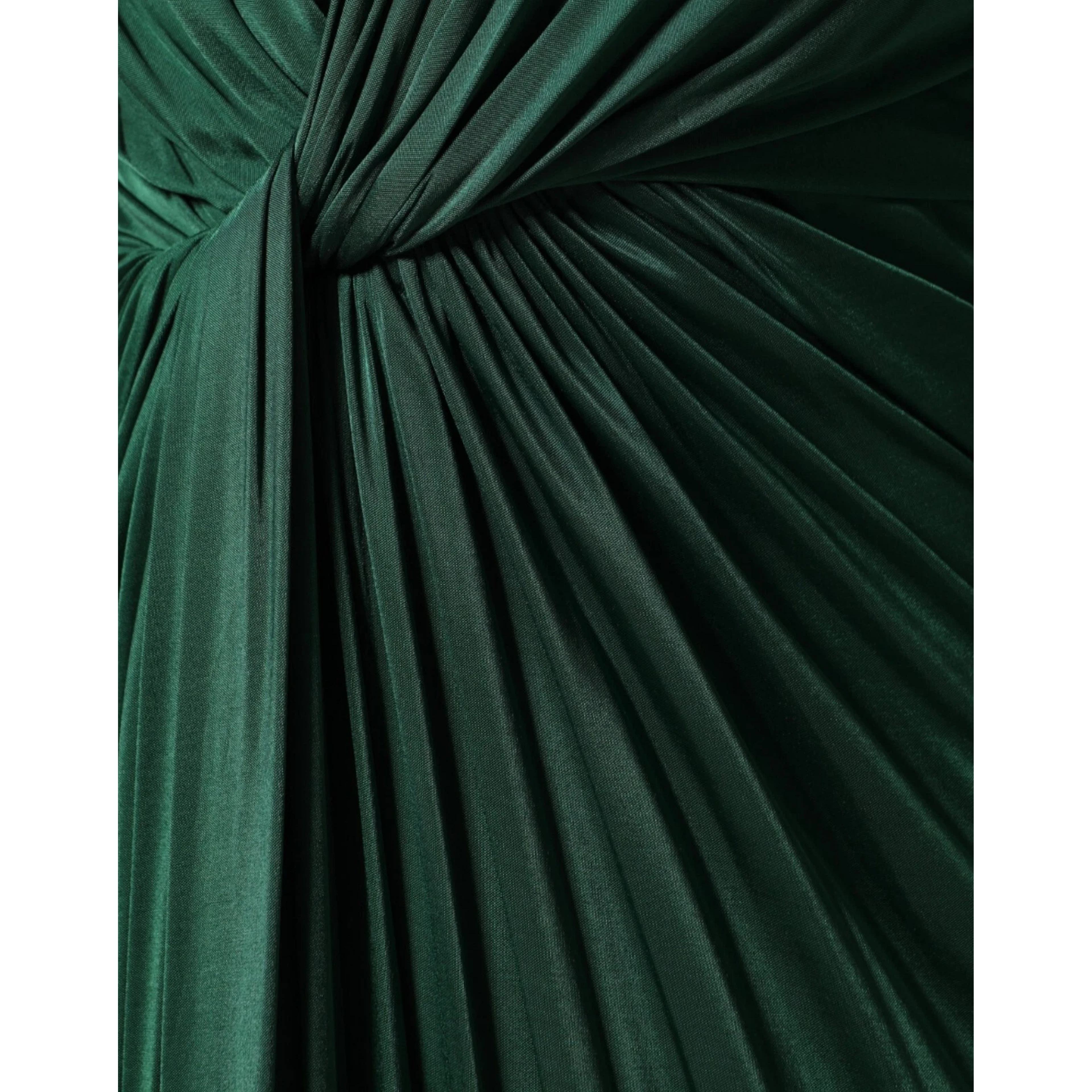 Dark Green Viscose Long Sleeve Midi Dress