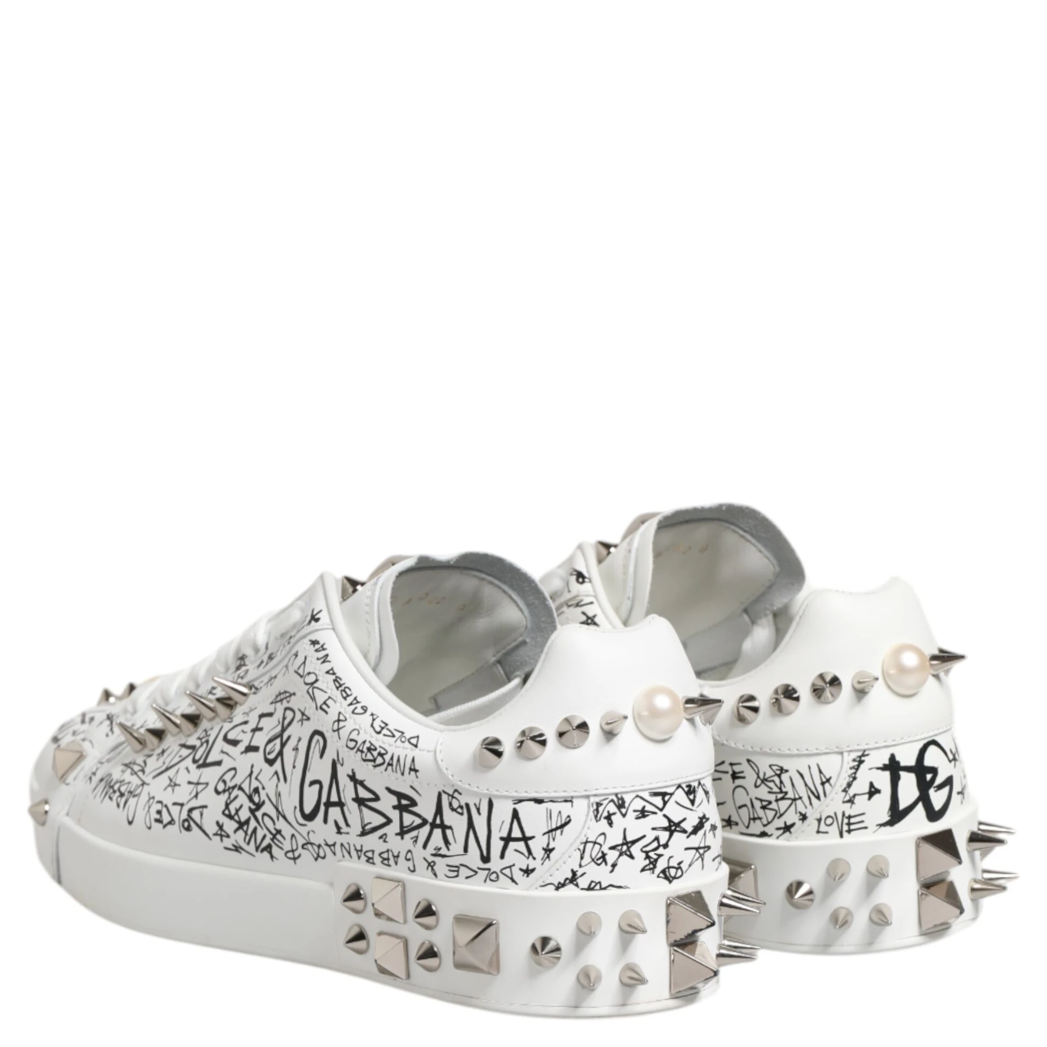 White Portofino Studded Men Sneakers Shoes