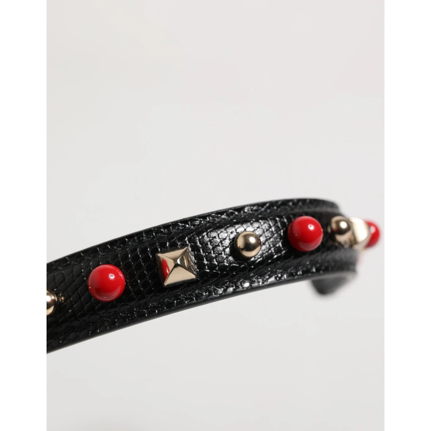 Black Embellished Leather Bag Handle Women Shoulder Strap