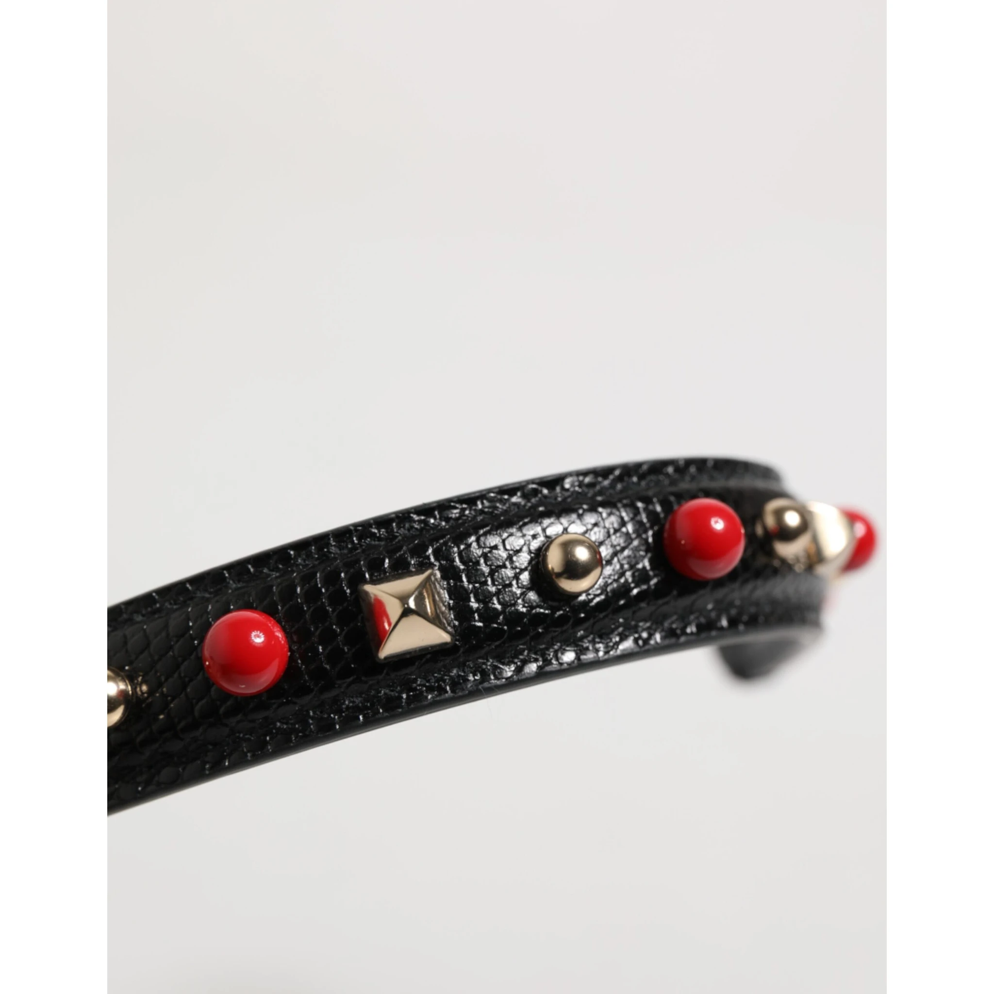 Black Embellished Leather Bag Handle Women Shoulder Strap