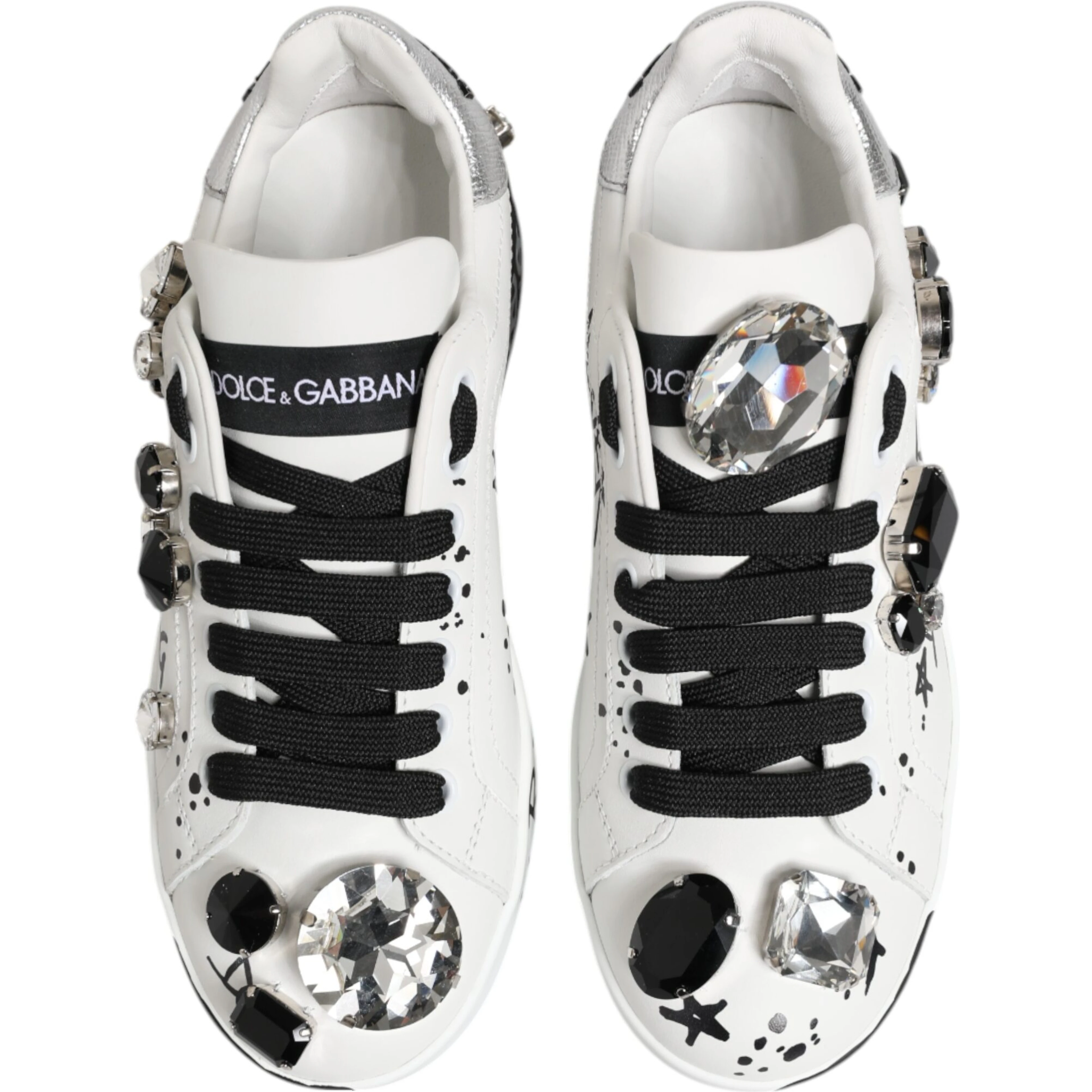 White Portofino Crystal Sneakers  Shoes