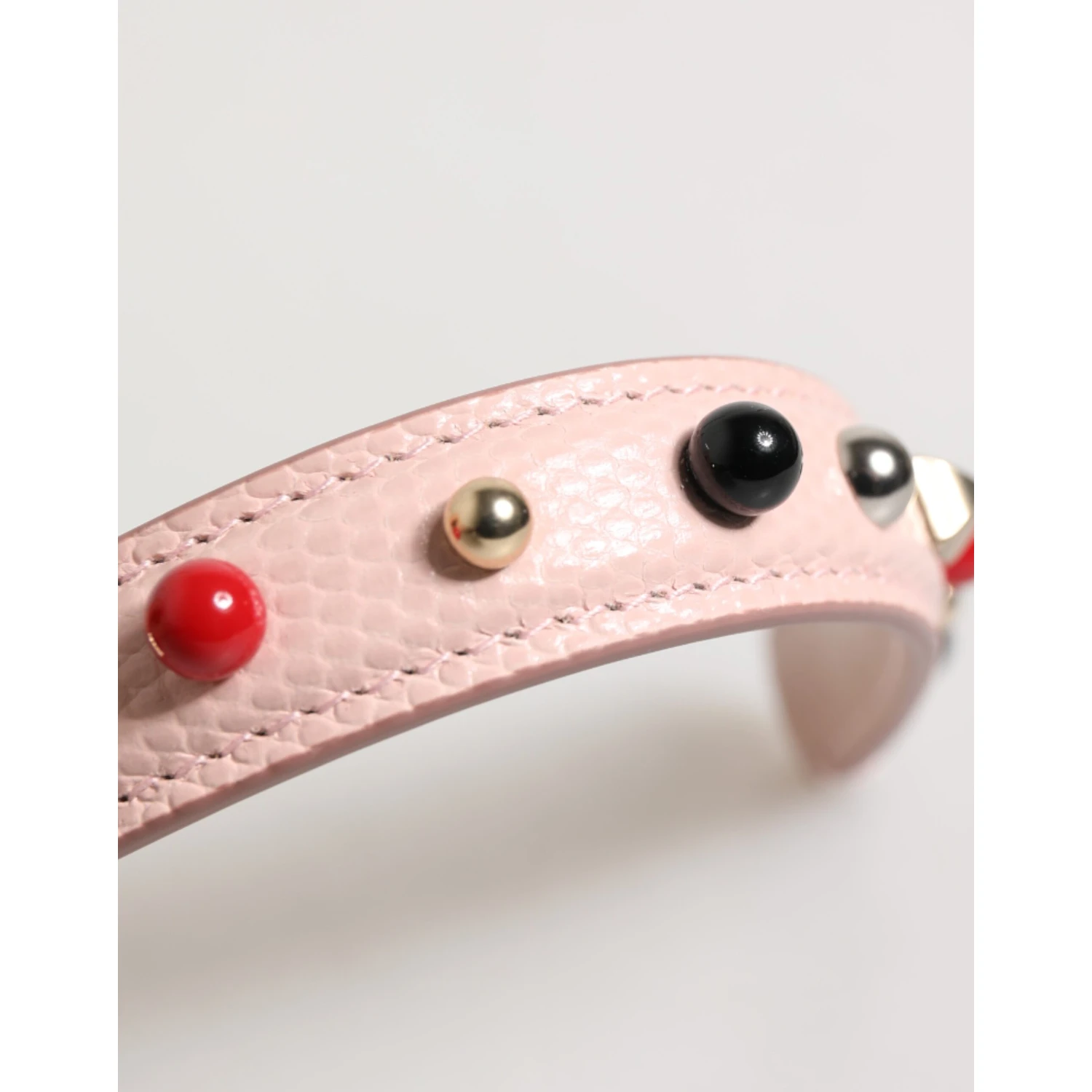 Light Pink Embellished Leather Bag Handle Shoulder Strap