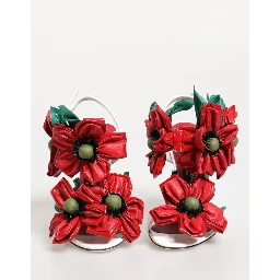 White Red Floral Detailing Sandals Shoes