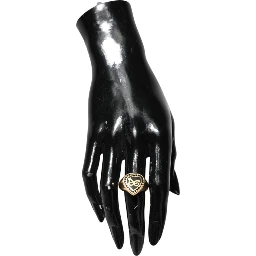 Gold Brass Crystal DG Logo Heart Women Ring