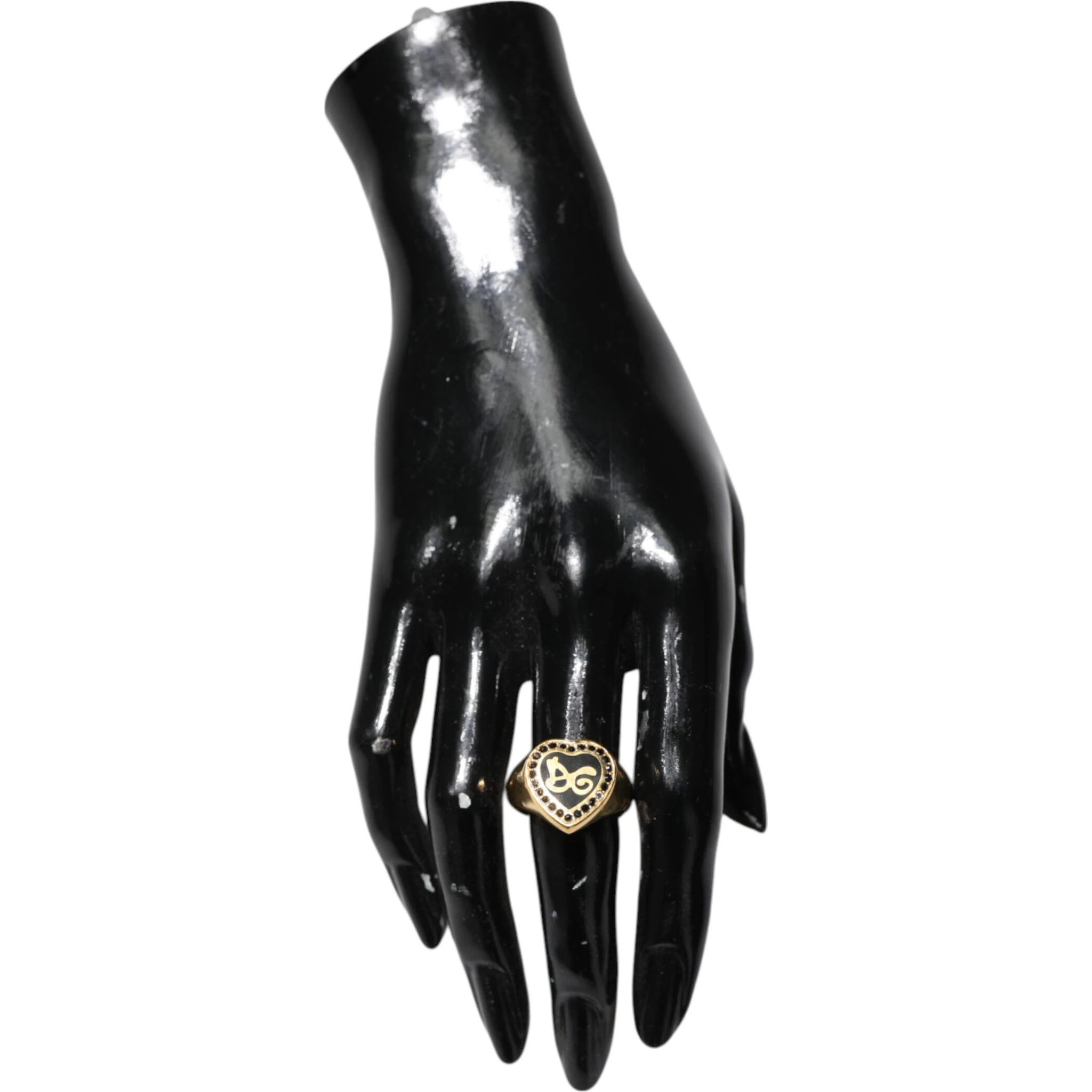Gold Brass Crystal DG Logo Heart Women Ring
