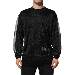 Black Polyester Pullover Sweatshirt Sweater