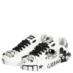 White Portofino Crystal Sneakers  Shoes