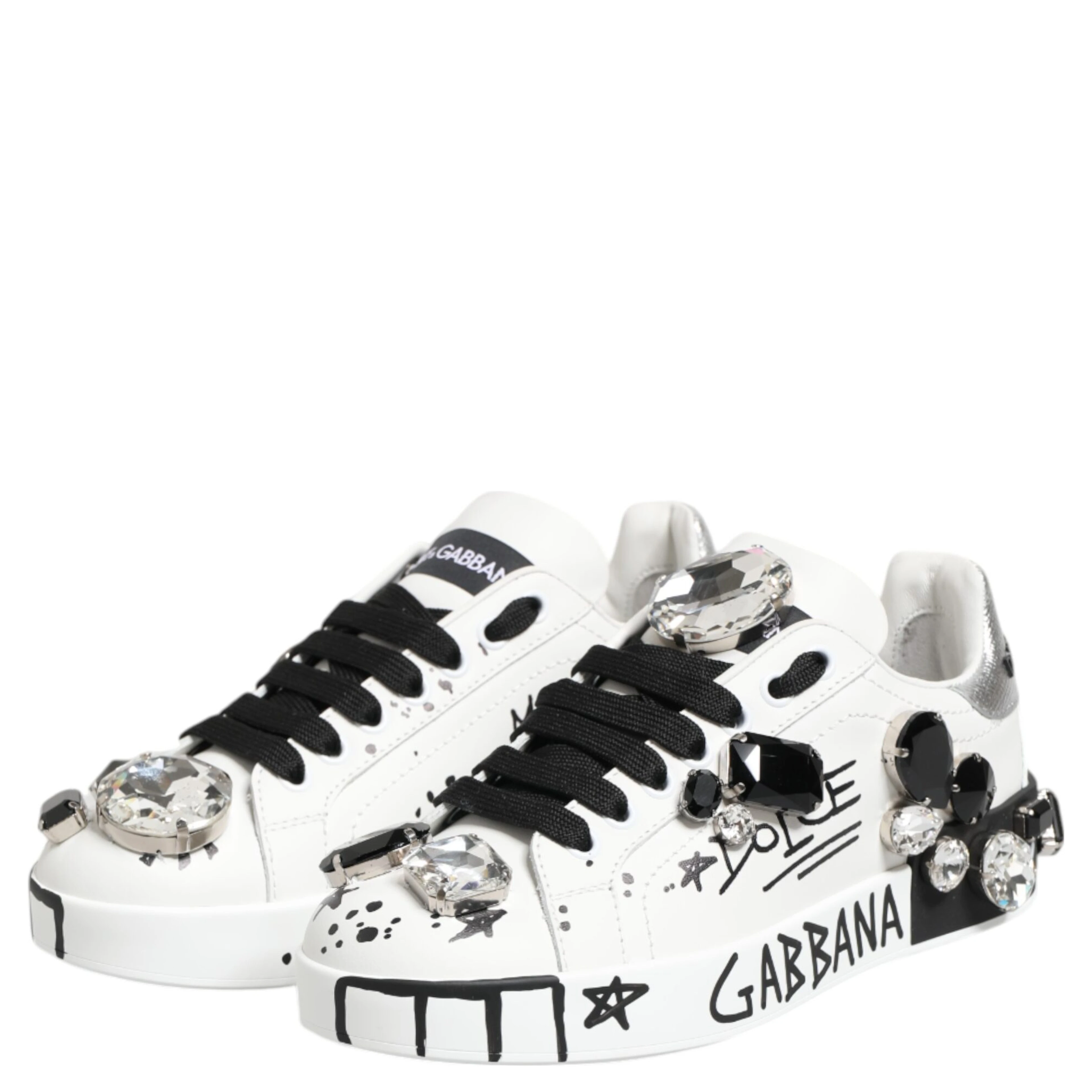 White Portofino Crystal Sneakers  Shoes