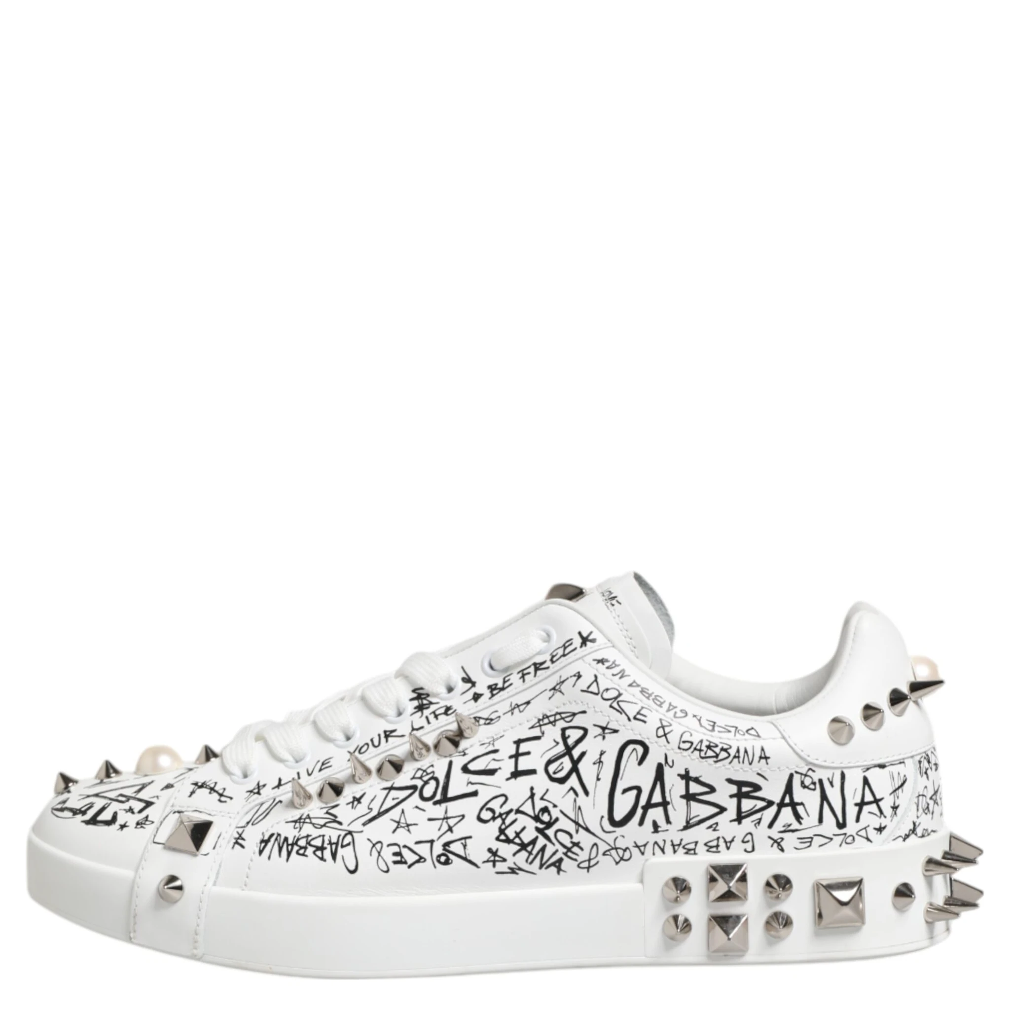 White Portofino Studded Men Sneakers Shoes