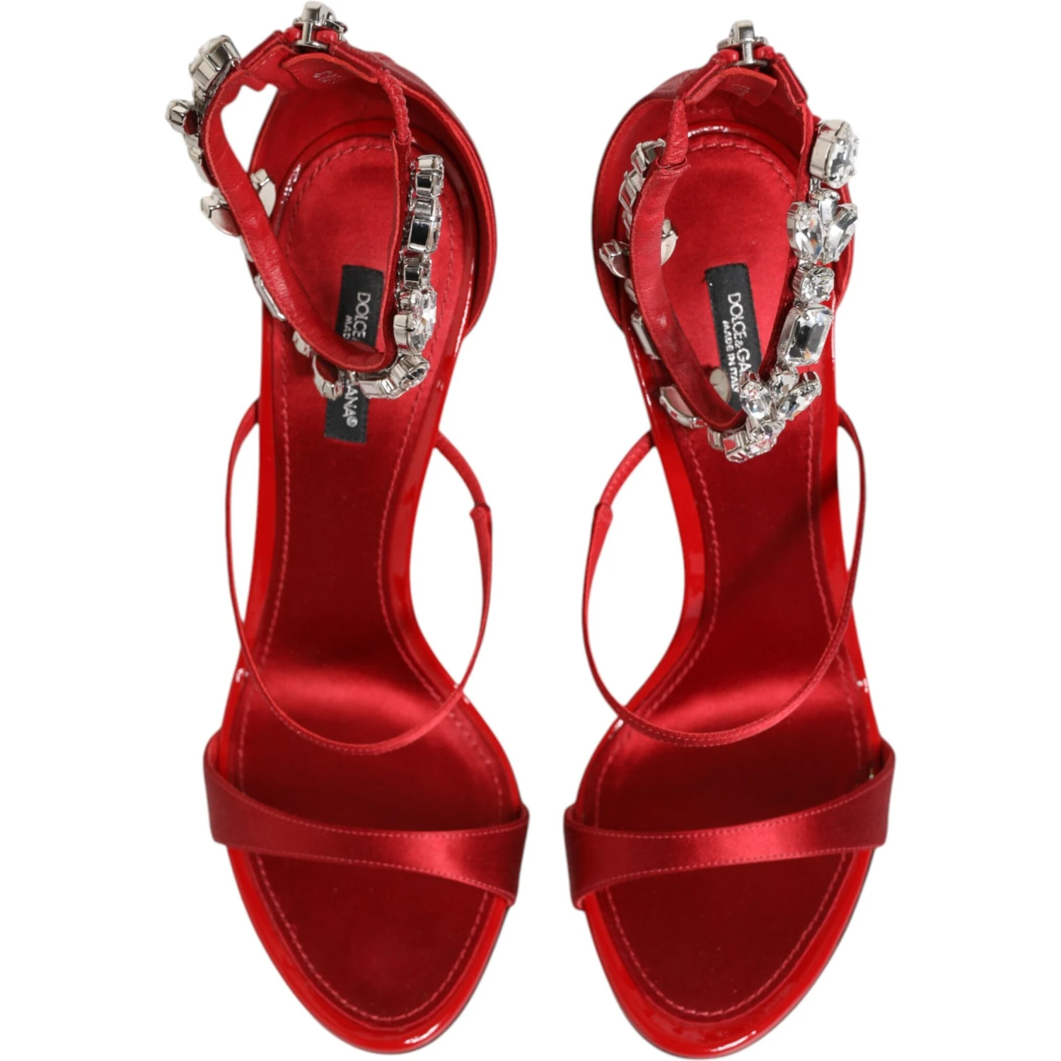 Red Satin Crystals Keira Sandals Heels Shoes