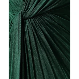 Dark Green Viscose Long Sleeve Midi Dress