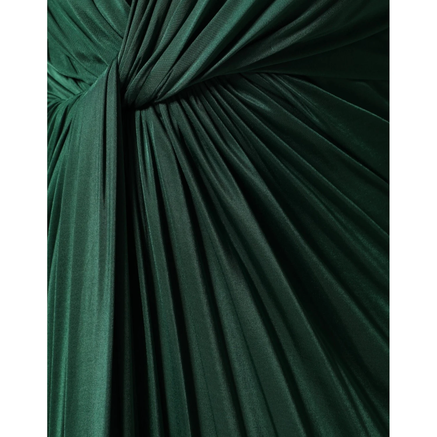 Dark Green Viscose Long Sleeve Midi Dress