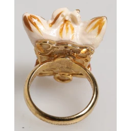 Gold Brass Resin Beige Dog Pet Accessory Ring