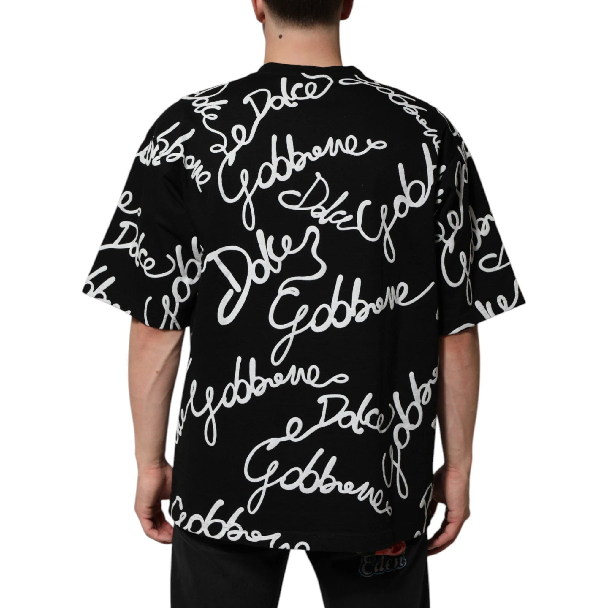 Black Logo Print Cotton Crew Neck  T-shirt