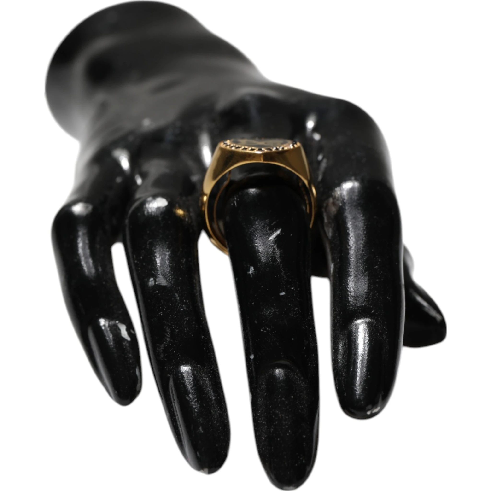 Gold Brass Crystal DG Logo Heart Women Ring