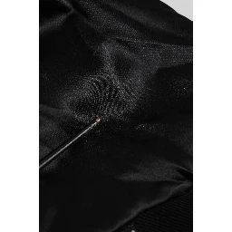 Black Cotton Plaque Track Cardigan Sweater