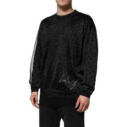Black Polyester Pullover Sweatshirt Sweater