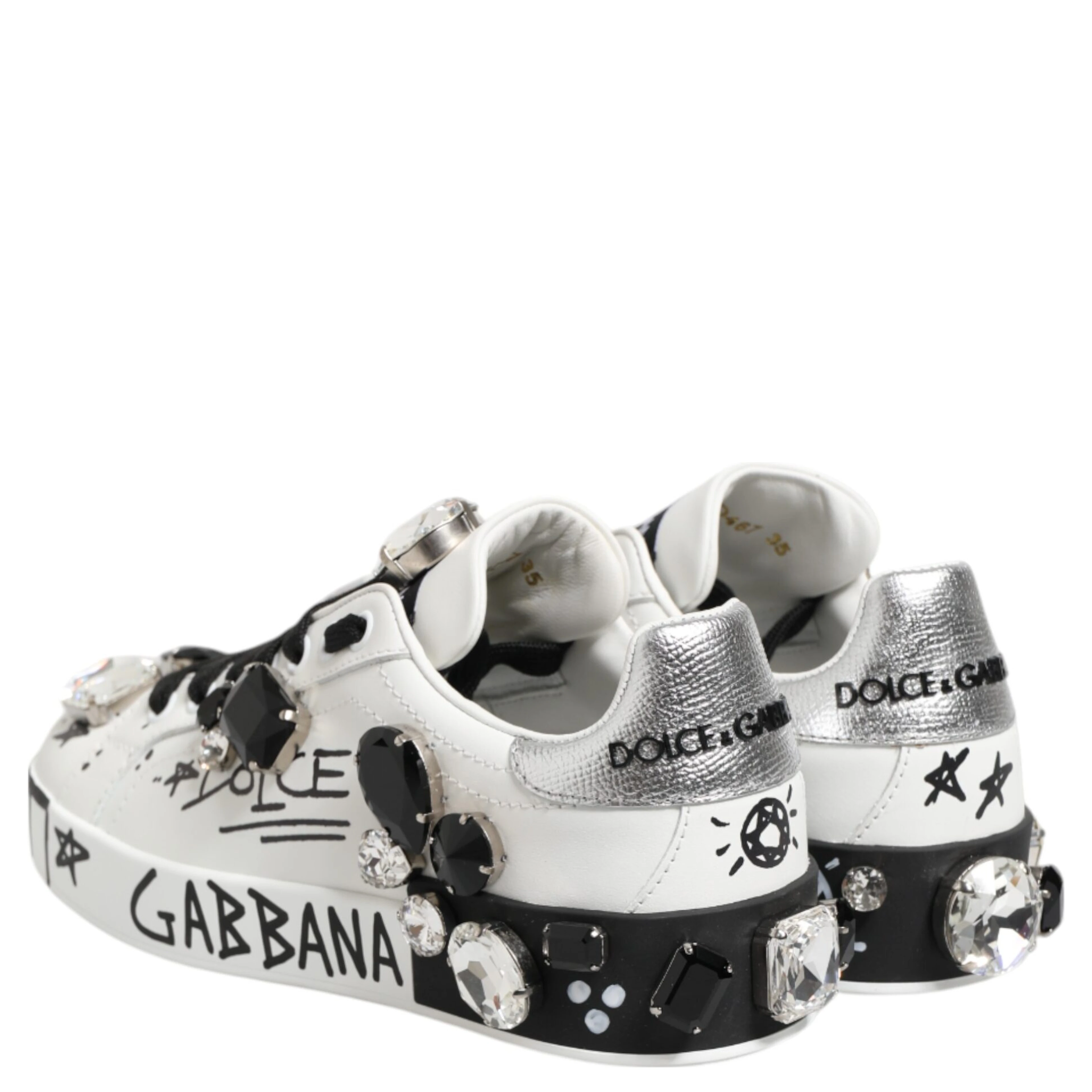 White Portofino Crystal Sneakers  Shoes