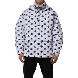 White DG Monogram Hooded Quilted Jacket