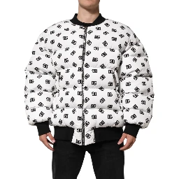 White DG Monogram Full Zip Quilted Jacket