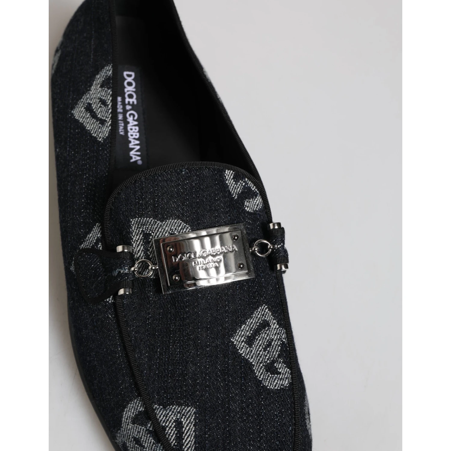 Blue Logo Cotton Loafers Formal Dress Shoes