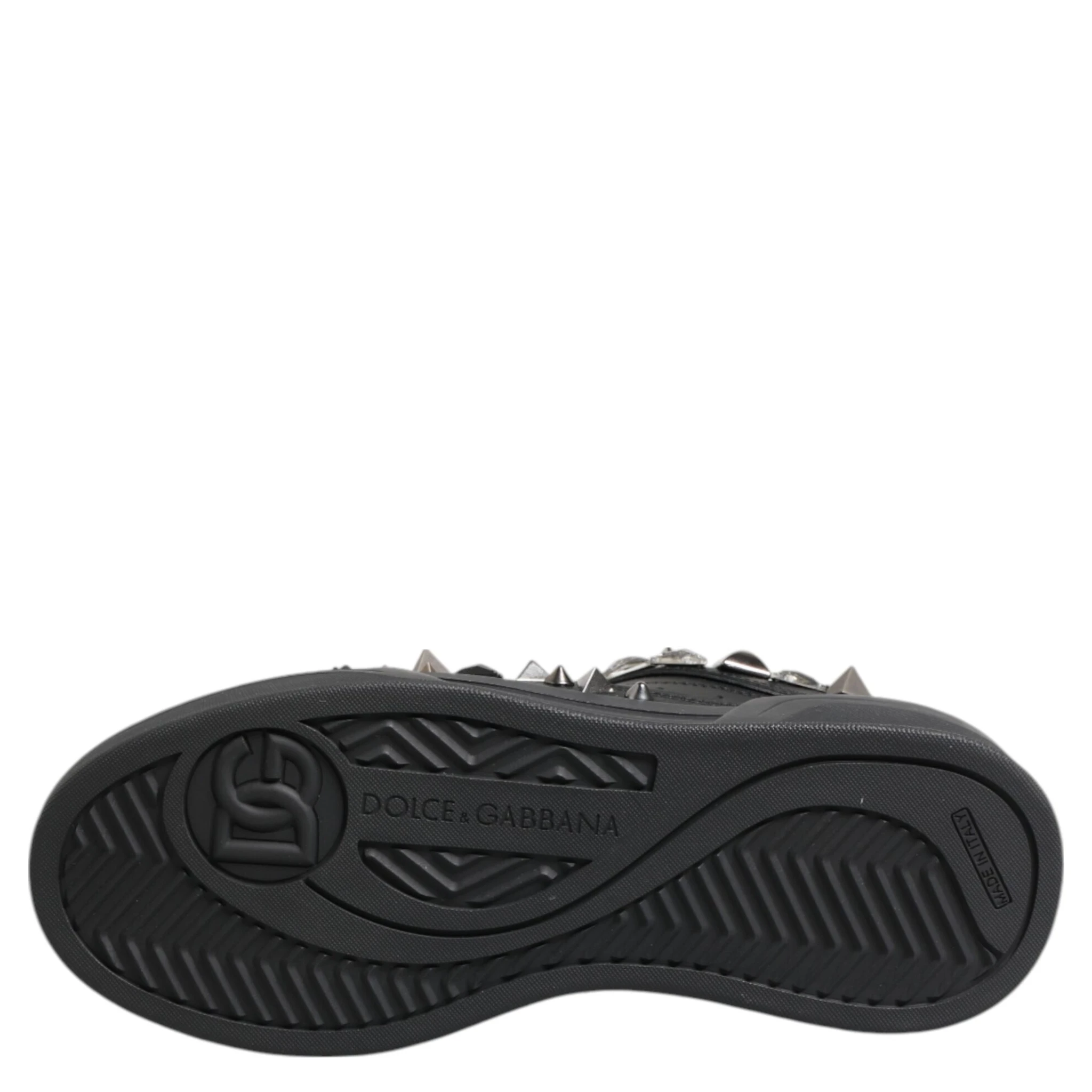 Black Leather Studded Low Top Sneakers Shoes