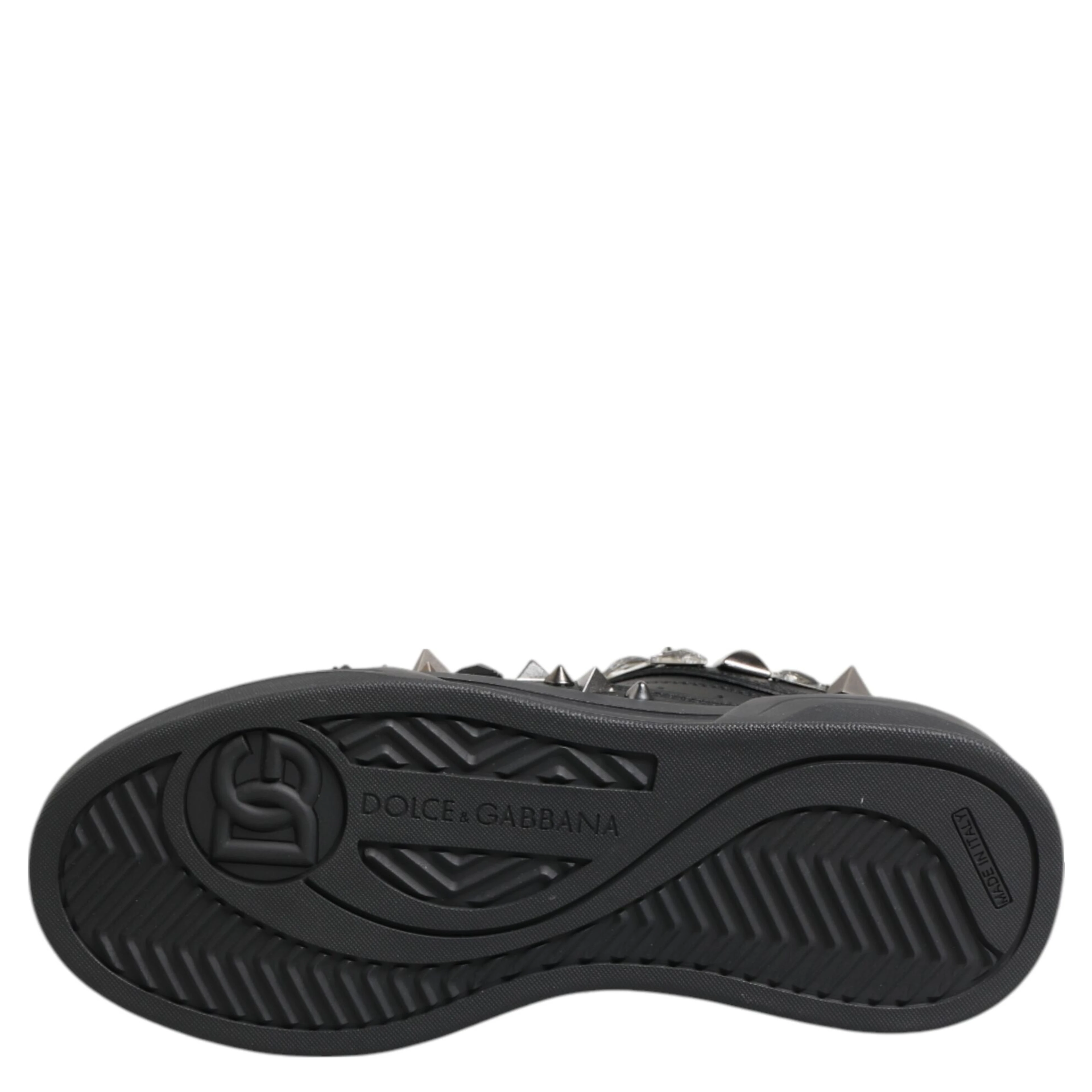 Black Leather Studded Low Top Sneakers Shoes