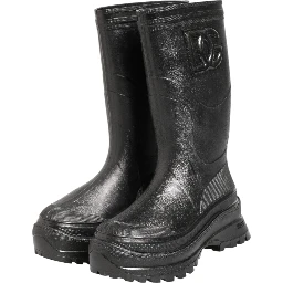 Metallic Black Pull On Rain Boots Men Shoes