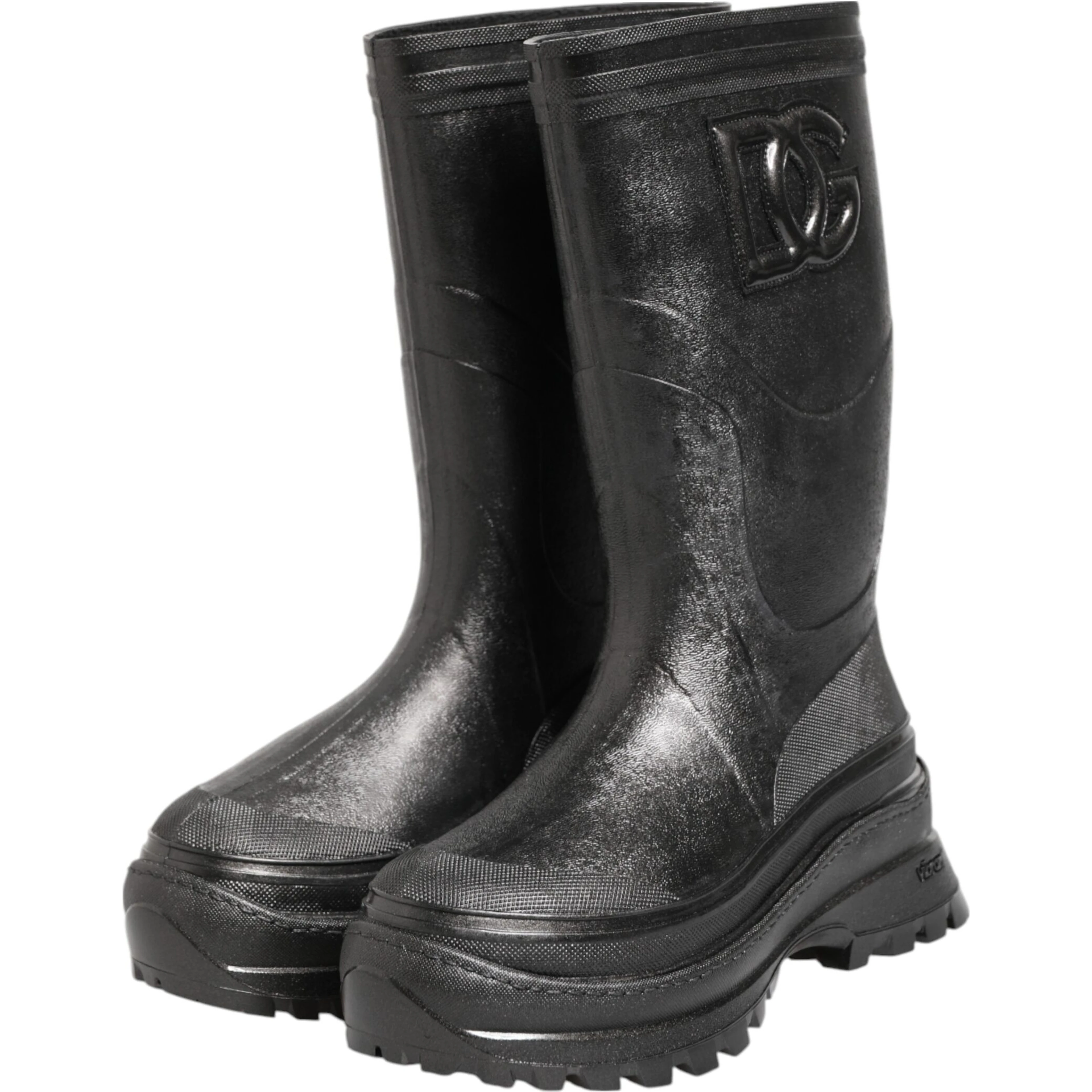 Metallic Black Pull On Rain Boots Men Shoes