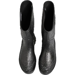 Metallic Black Pull On Rain Boots Men Shoes