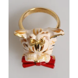 Gold Brass Resin Beige Dog Pet Accessory Ring