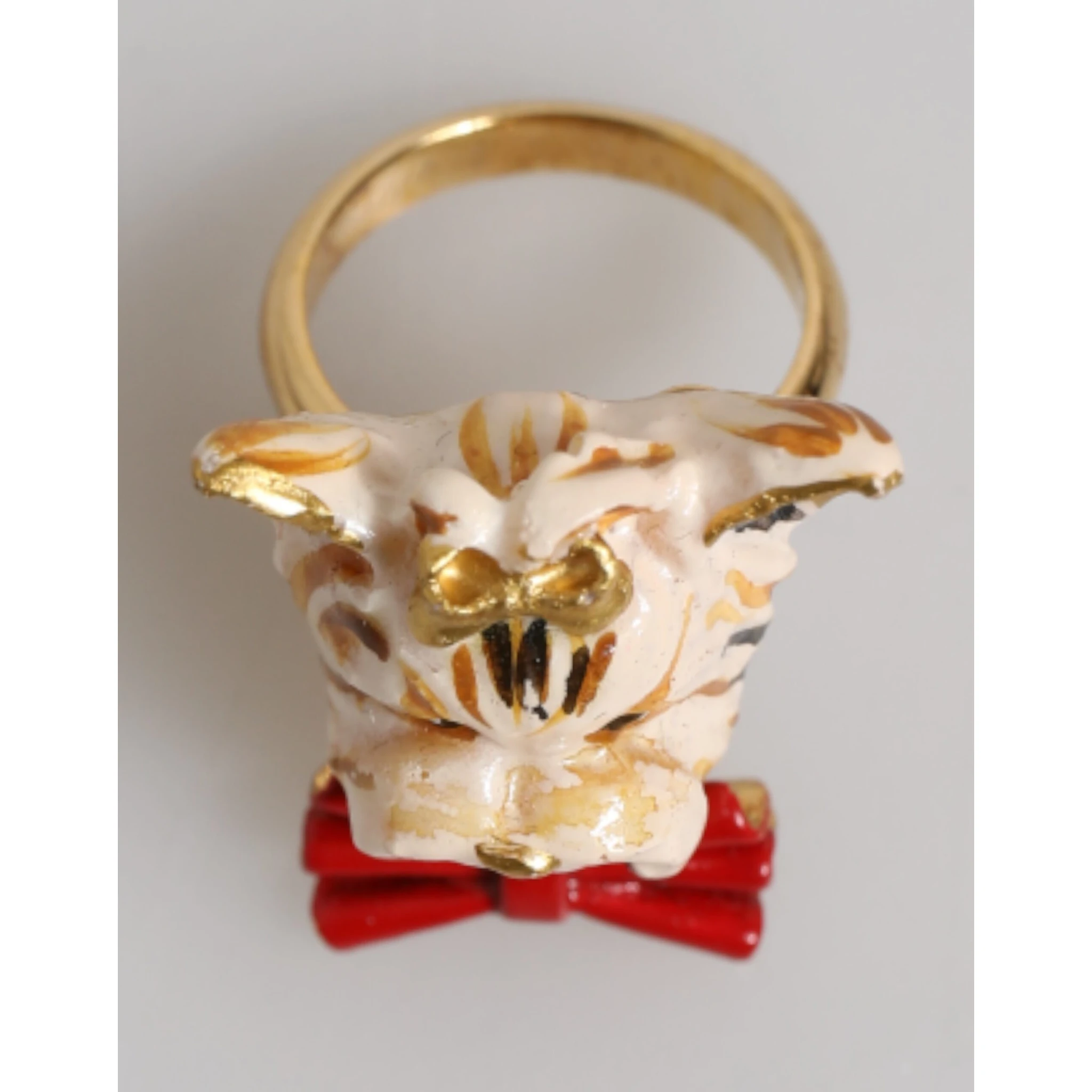 Gold Brass Resin Beige Dog Pet Accessory Ring