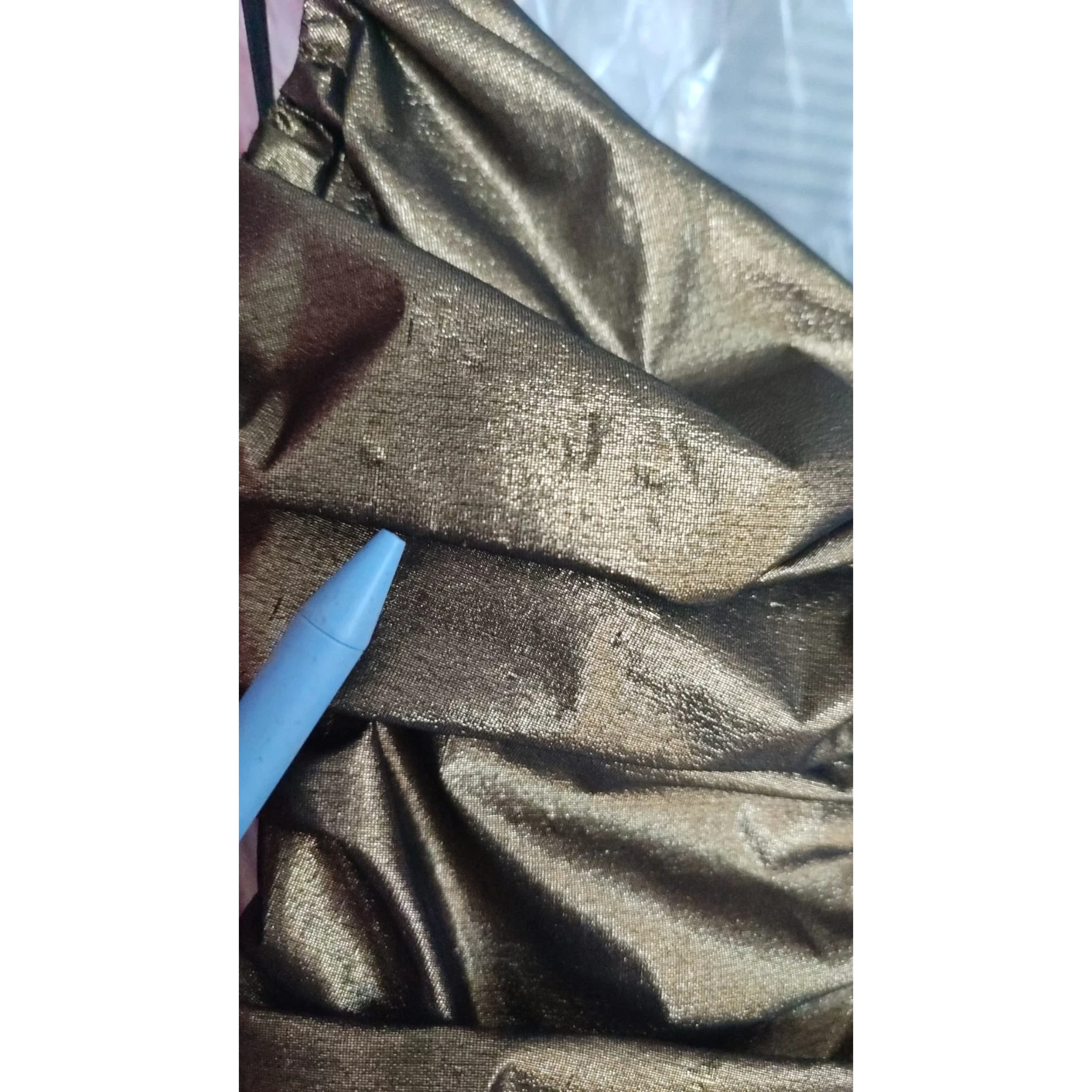 Gold Metallic Stretch Bodycon Ruched Dress