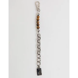 Silver Chain Brass Beaded Lobster Clasp Logo Men Bracelet