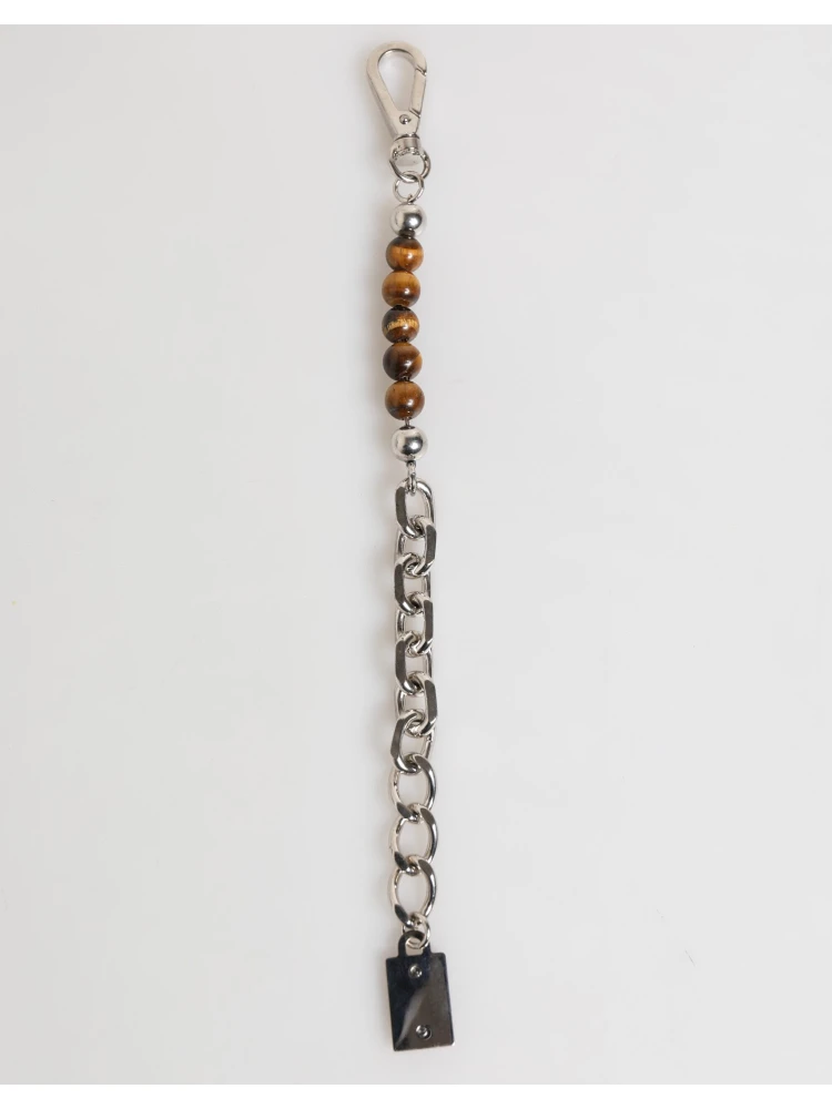 Silver Chain Brass Beaded Lobster Clasp Logo Men Bracelet