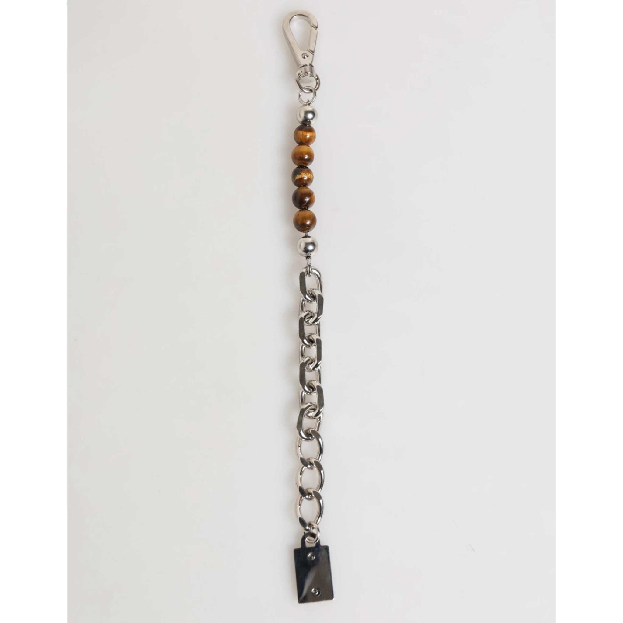 Silver Chain Brass Beaded Lobster Clasp Logo Men Bracelet