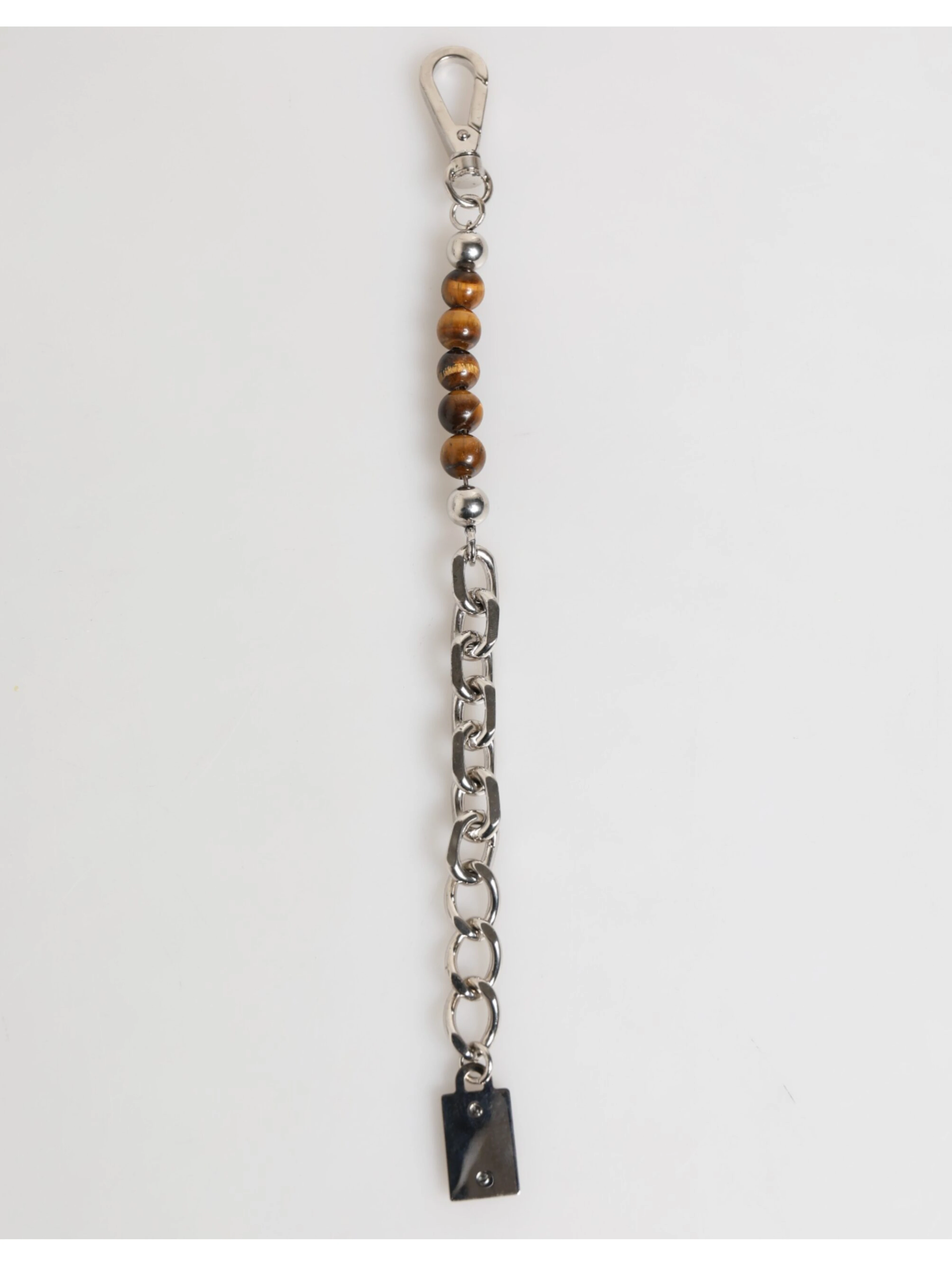Silver Chain Brass Beaded Lobster Clasp Logo Men Bracelet
