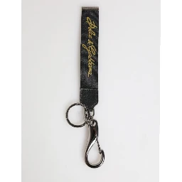 Black Yellow Polyester DG Logo Silver Keychain Keyring