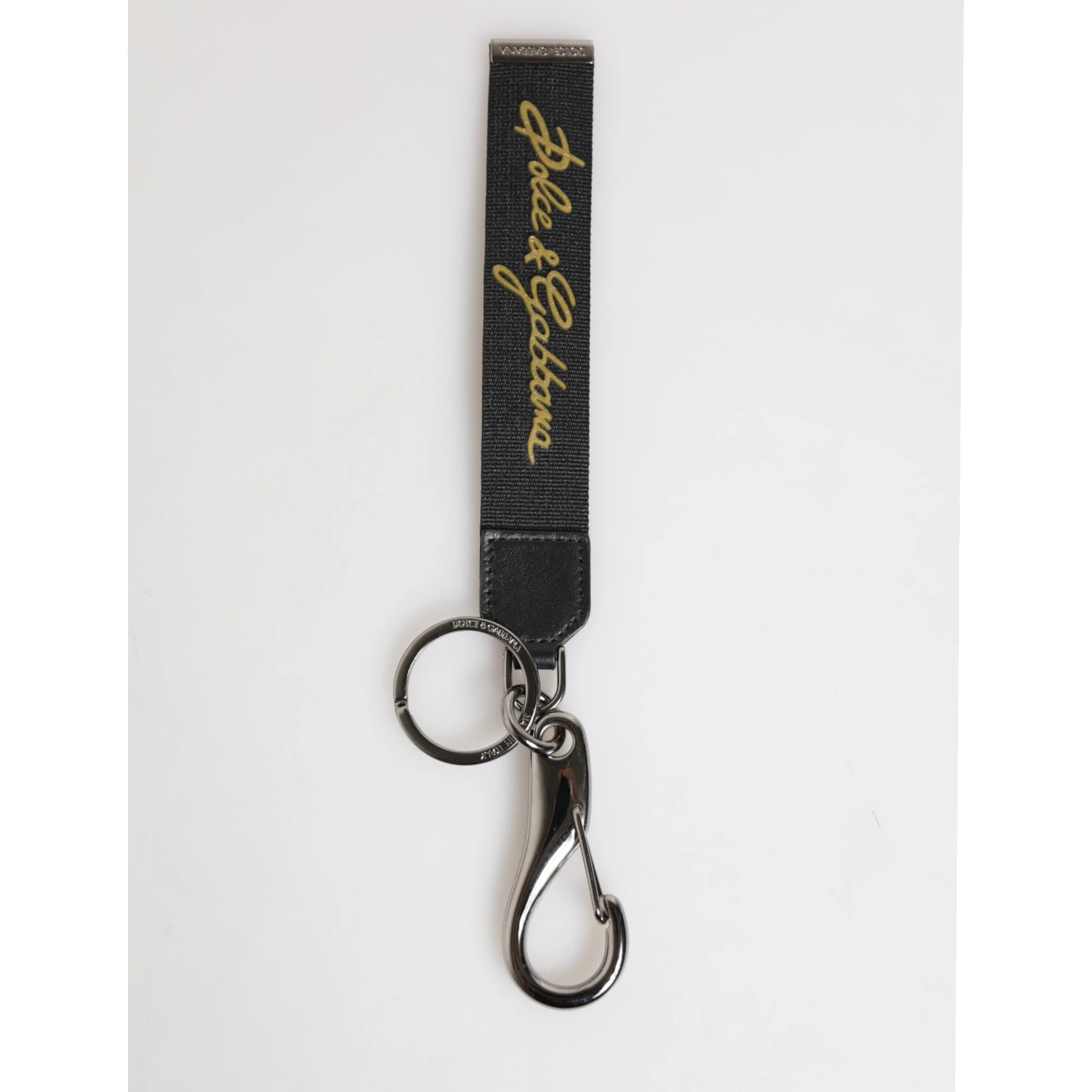 Black Yellow Polyester DG Logo Silver Keychain Keyring