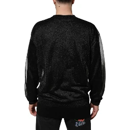 Black Polyester Pullover Sweatshirt Sweater