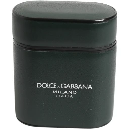 Black Leather Logo Print Flip Holder Men Airpods Case