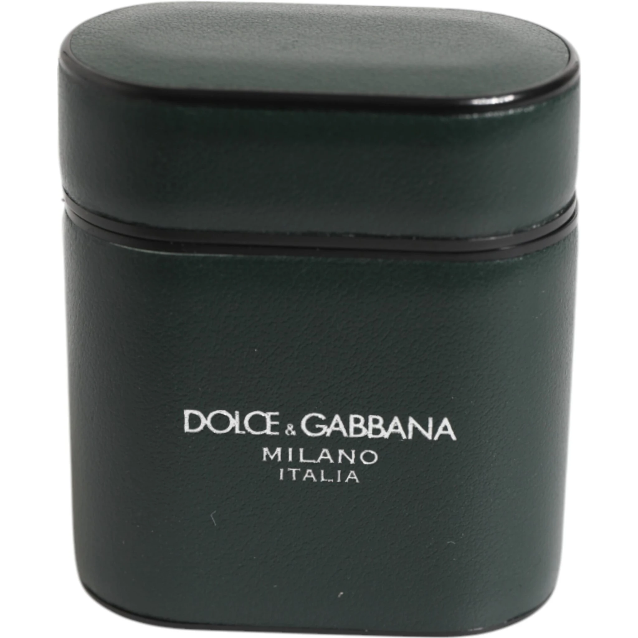 Black Leather Logo Print Flip Holder Men Airpods Case